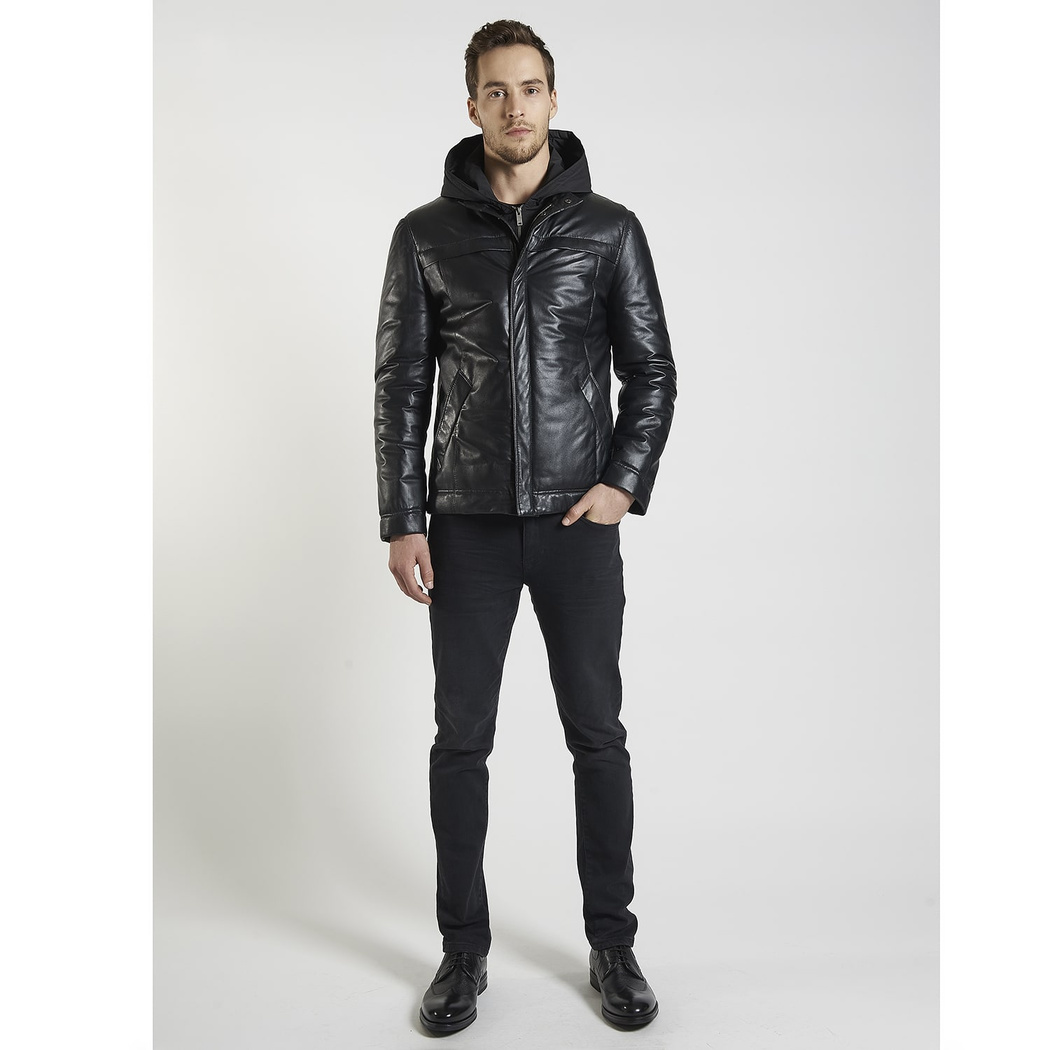 Siyah Patrick Erkek Deri Mont