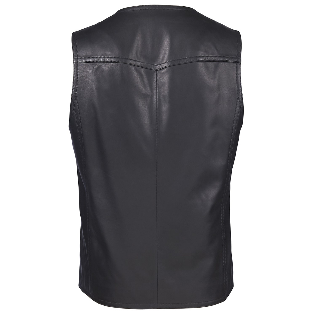 Siyah Pedro Erkek Deri Yelek