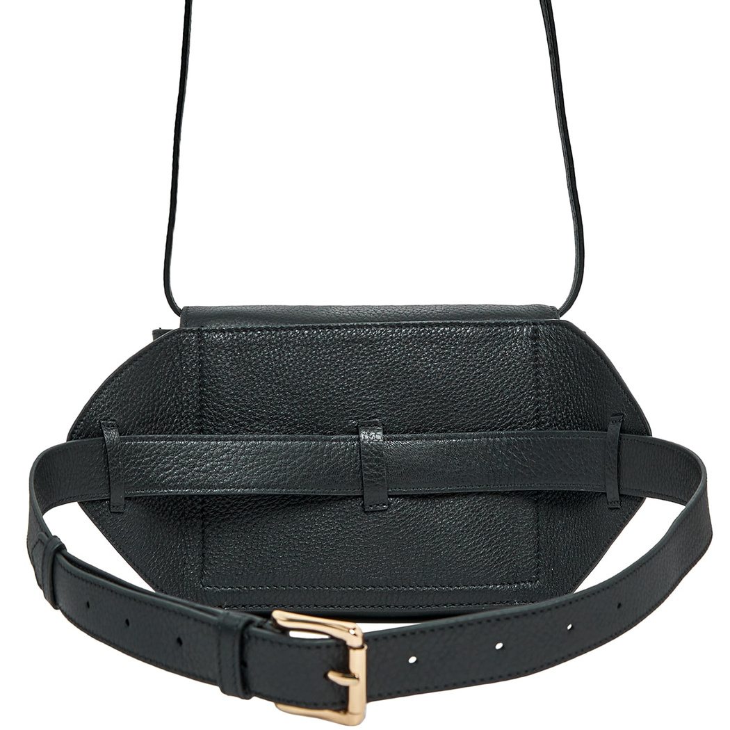 Siyah Rose Kadın Deri Bel Çantası