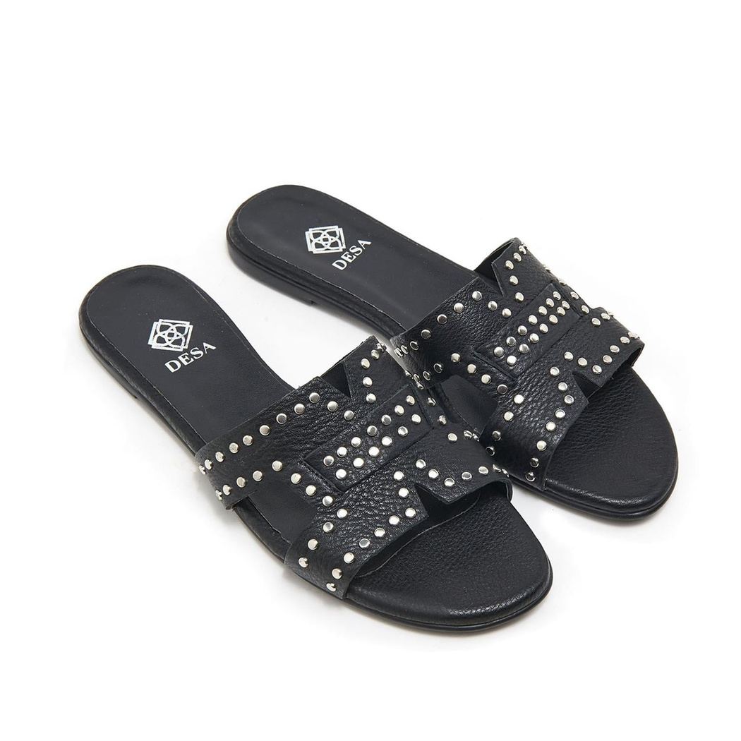 Siyah Sofia Kadın Deri Terlik