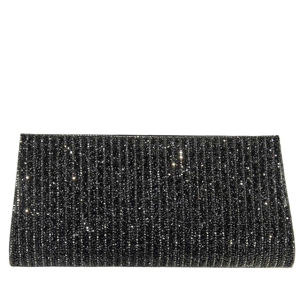 Siyah Stengel Zincir Detaylı Kadın Gece Çantası