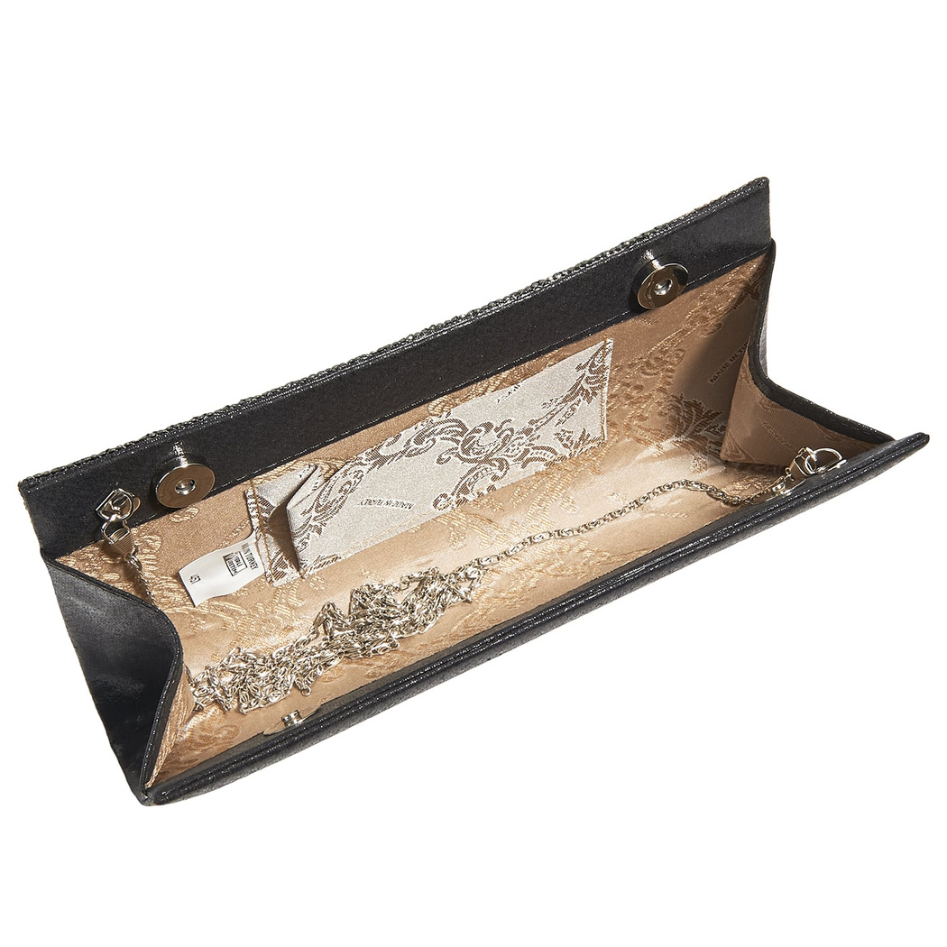 Siyah Stengel Zincir Detaylı Kadın Gece Çantası