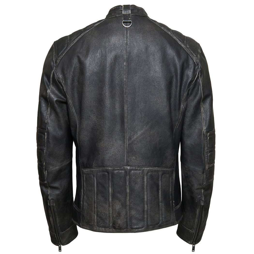 Siyah Toore Erkek Vintage Deri Mont