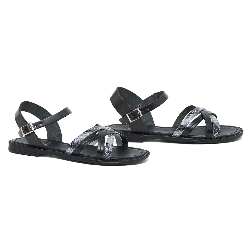 Siyah Zerra Kadın Deri Sandalet