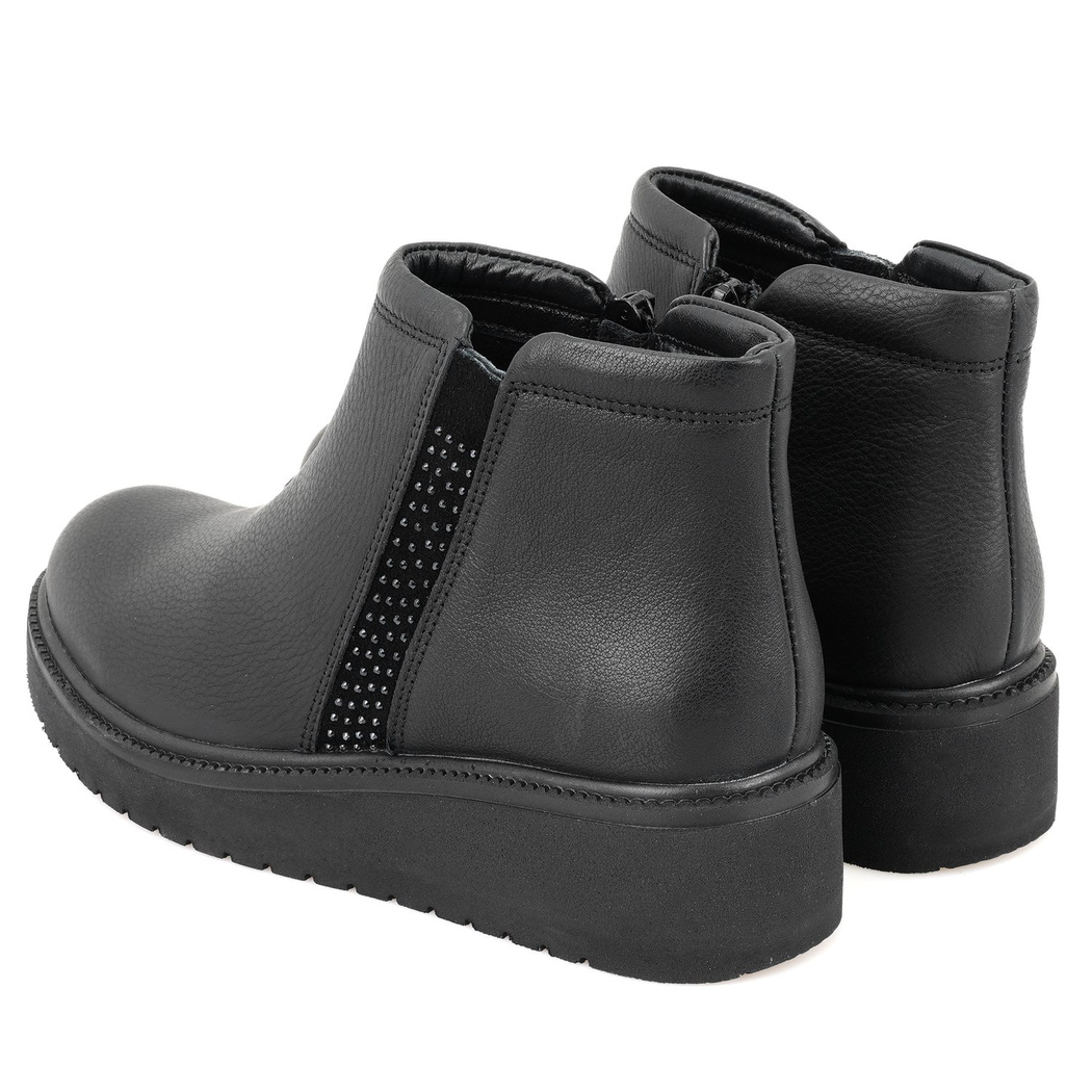 Stella Siyah Kadın Fermuarlı Deri Bot
