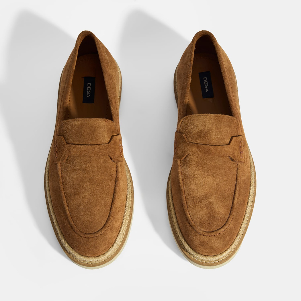 Taba Erkek Örgü Detaylı Süet Loafer