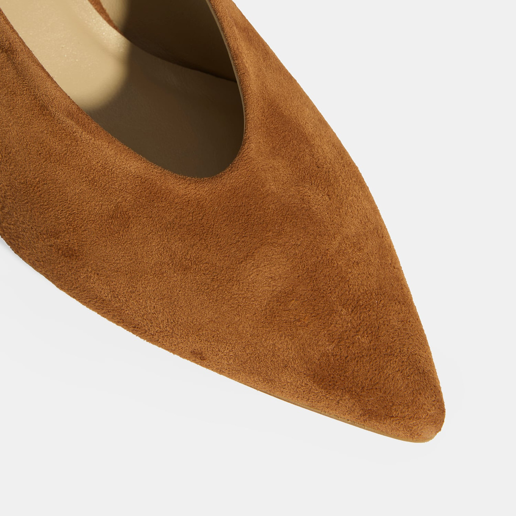 Taba Kadın Süet Slingback Topuklu Ayakkabı