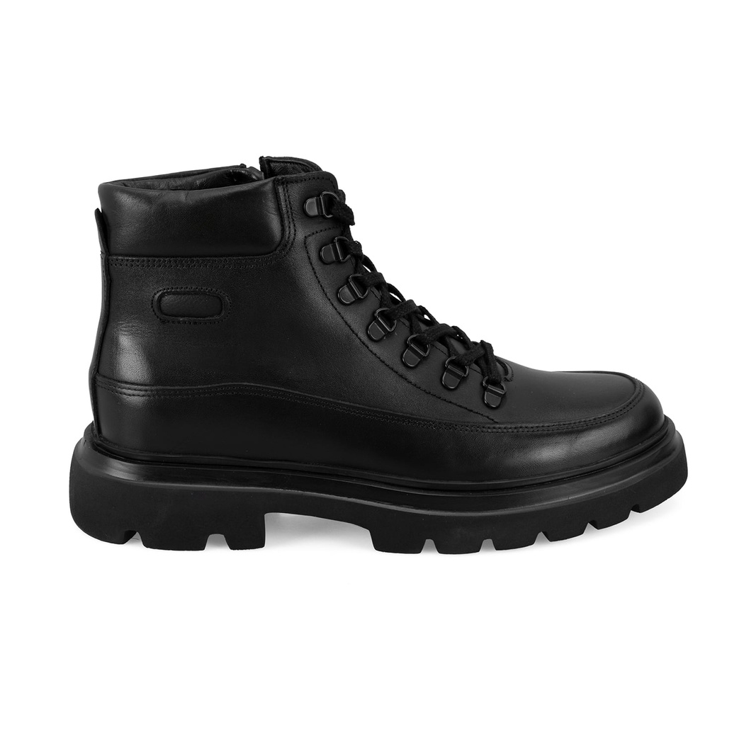 Teora Siyah Erkek Deri Fermuarlı Bot