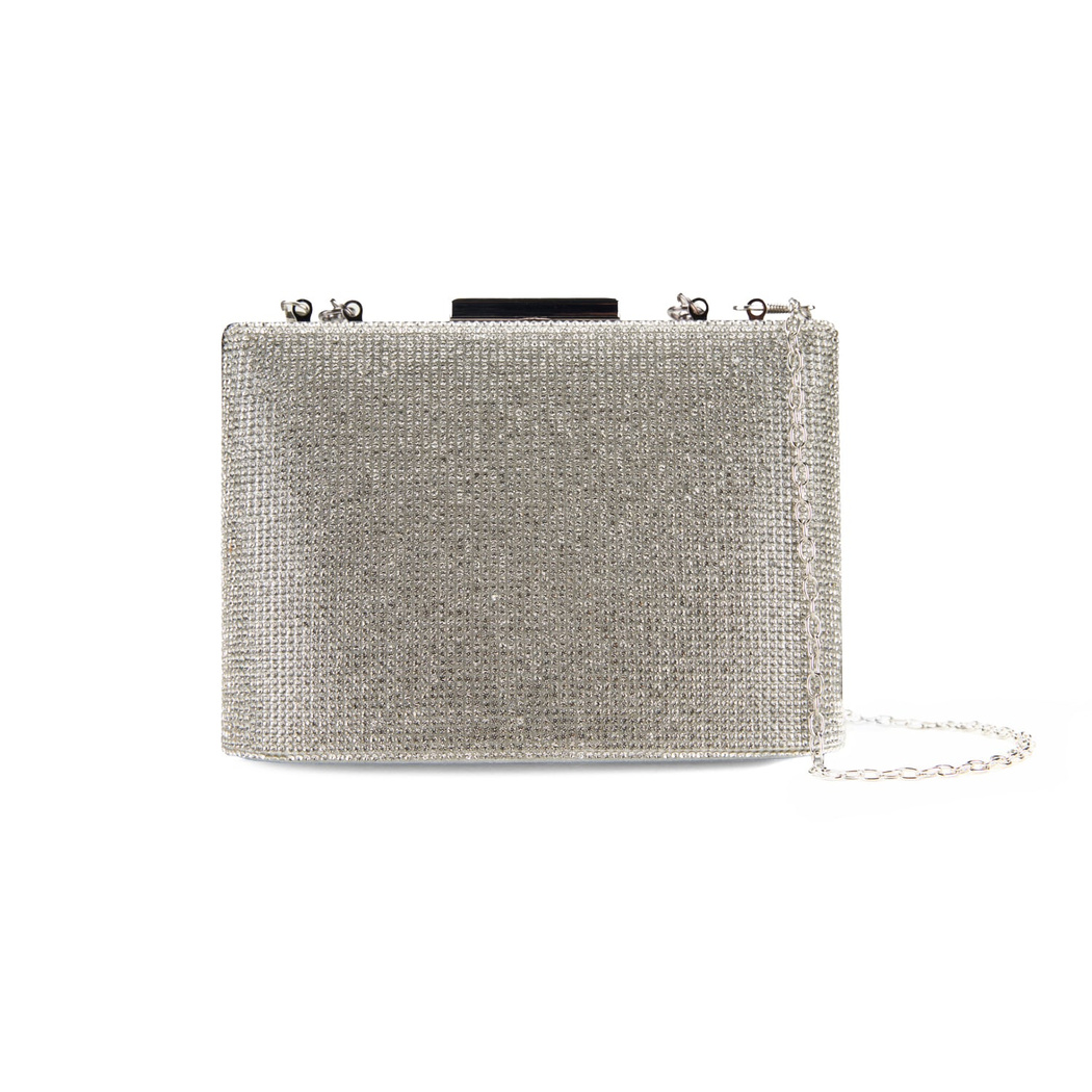 Teresa Gümüş Kadın Parlak Taşlı Gece Çantası