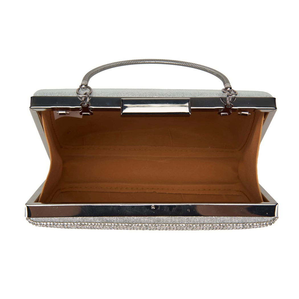 Teresa Gümüş Kadın Parlak Taşlı Gece Çantası