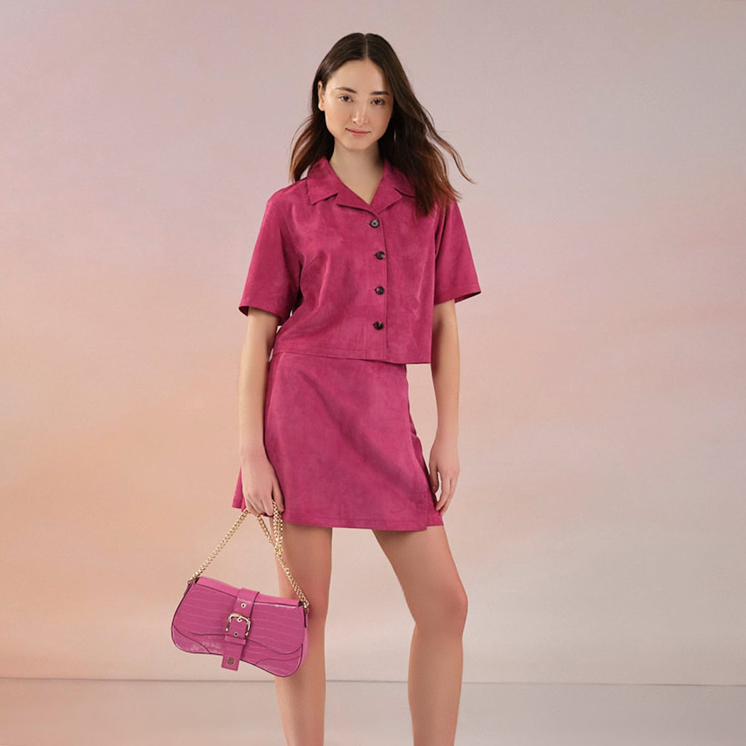 Teresina Pembe Kadın Süet Deri Gömlek