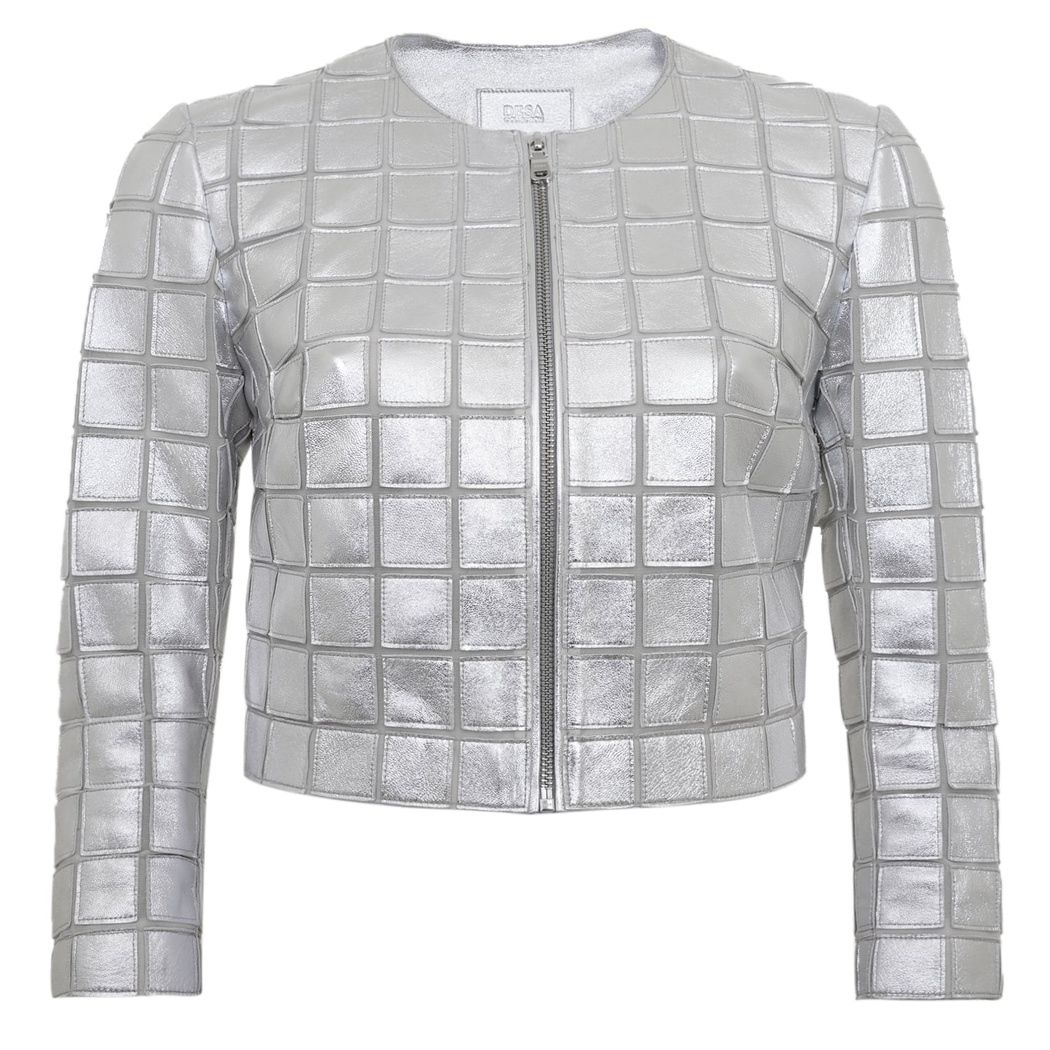 Terra Gümüş Kadın Panelli Deri Ceket