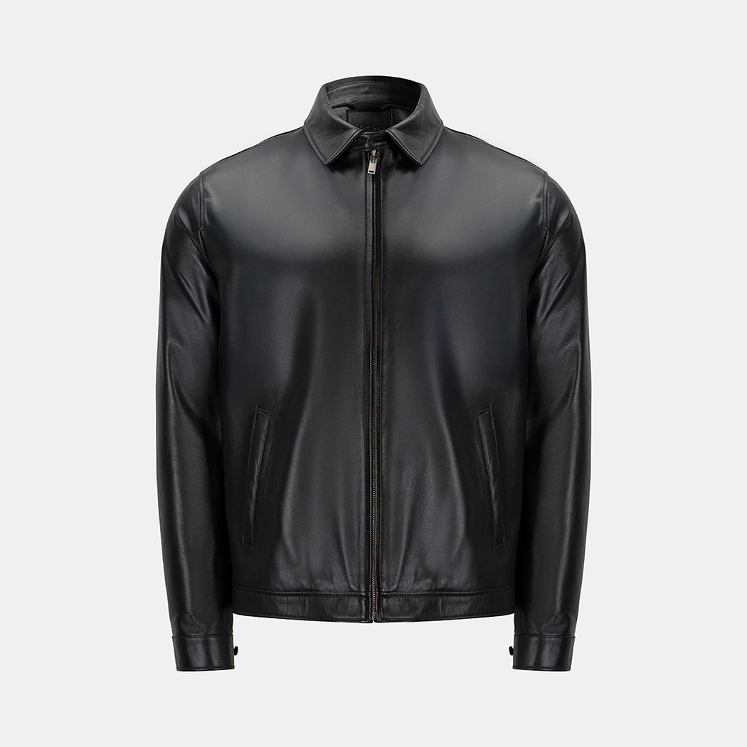 Thomas Erkek Siyah Deri Mont