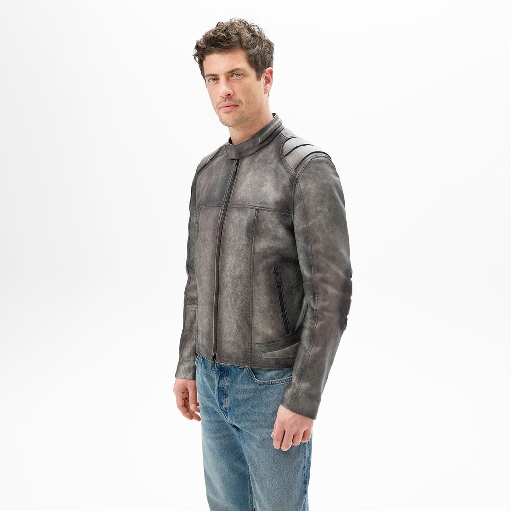 Tirona Gri Erkek Deri Mont