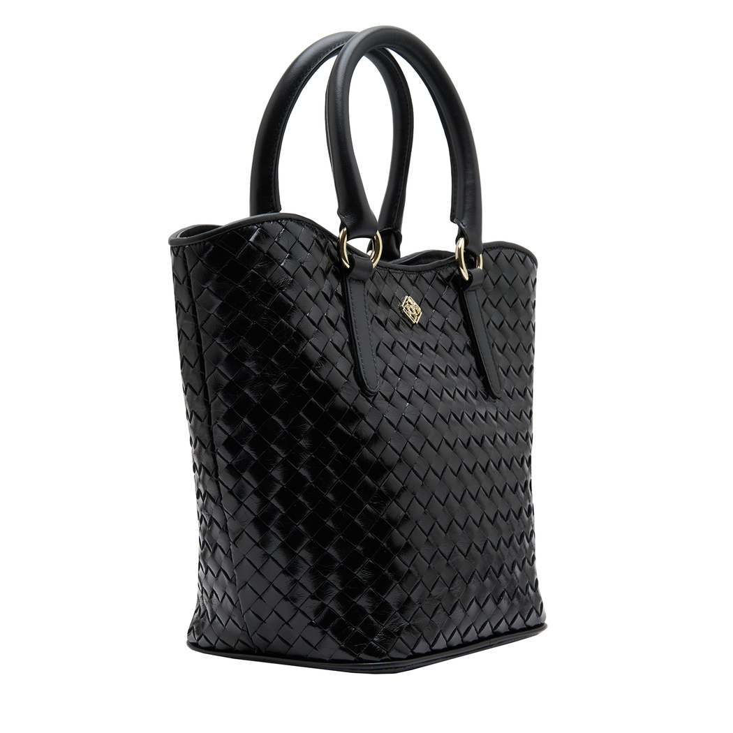 Tulip Siyah Kadın Örgü Deri El Çantası