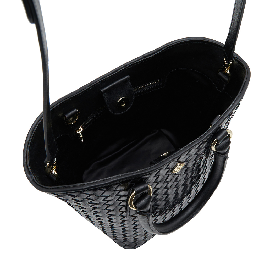 Tulip Siyah Kadın Örgü Deri El Çantası