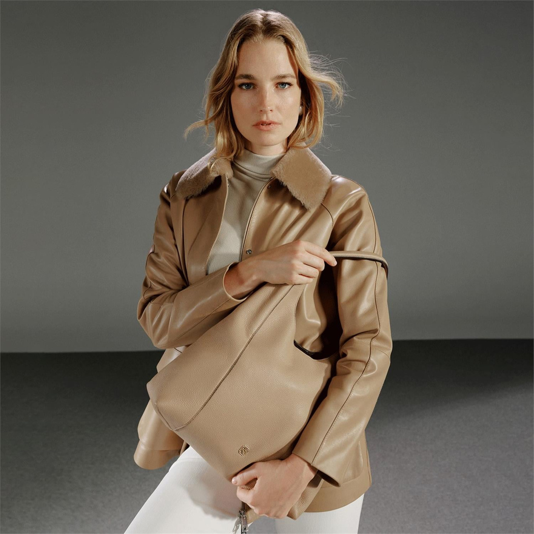 Tulipko Bej Kadın Deri Omuz Çantası