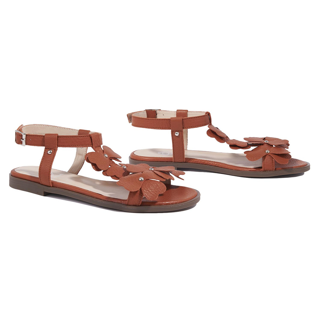 Turuncu Belle Kadın Deri Sandalet