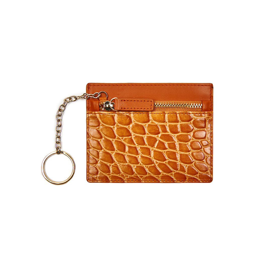 Turuncu Kadın Deri Kartlık