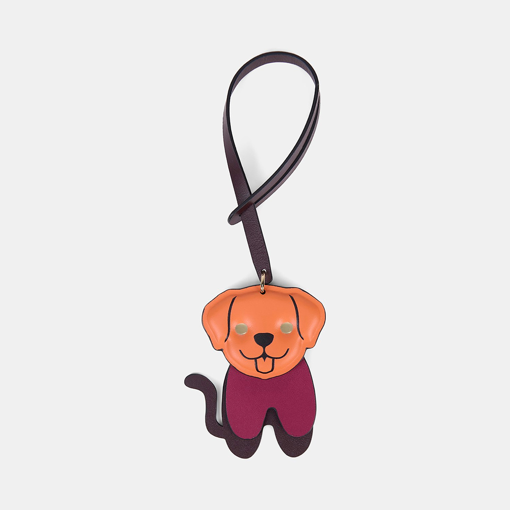 Turuncu Köpek Figürlü Deri Charm