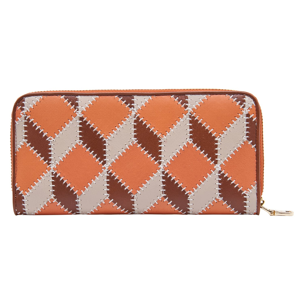 Turuncu Venny Patchwork Deri Cüzdan