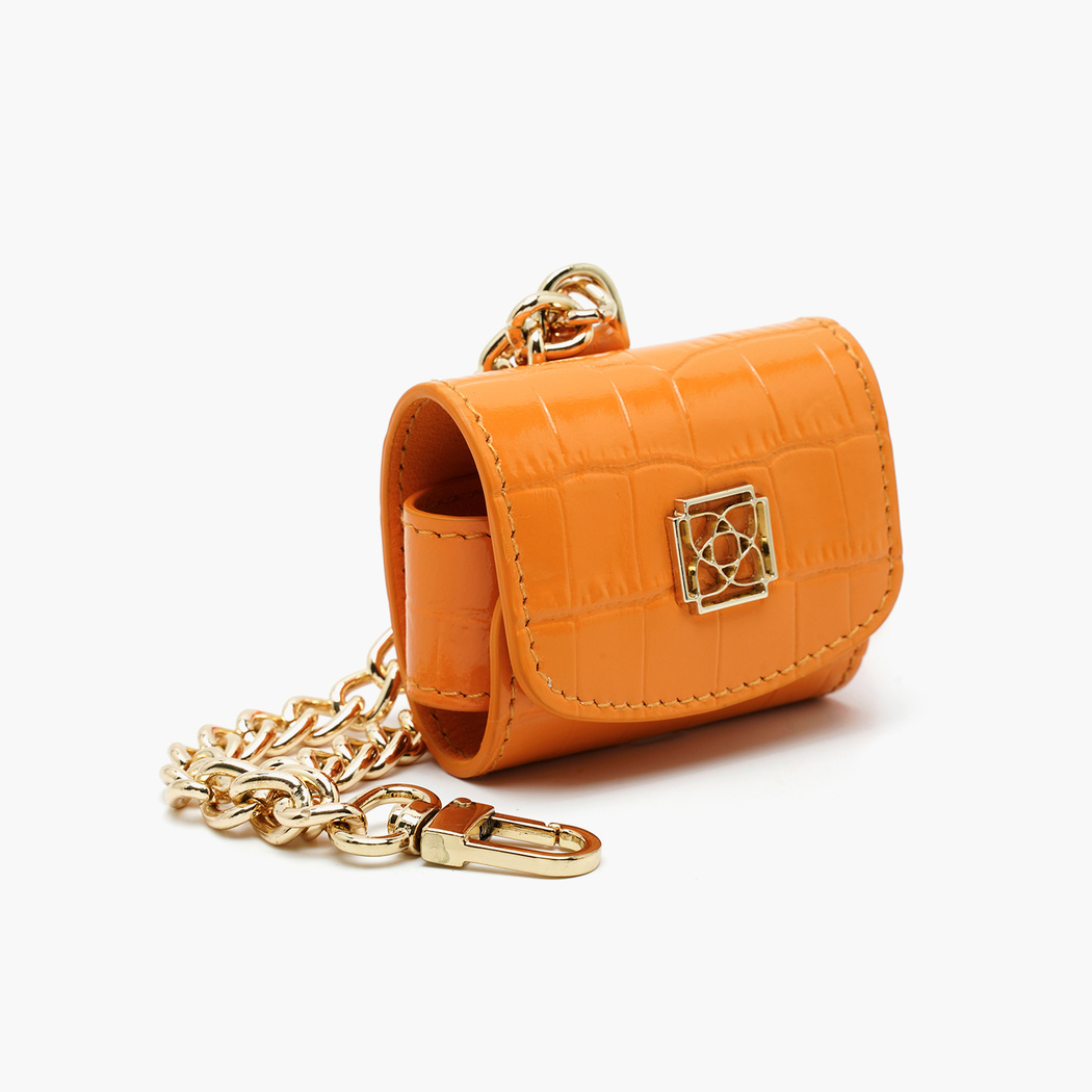 Turuncu Zincir Detaylı Deri Airpods Pro Kılıfı