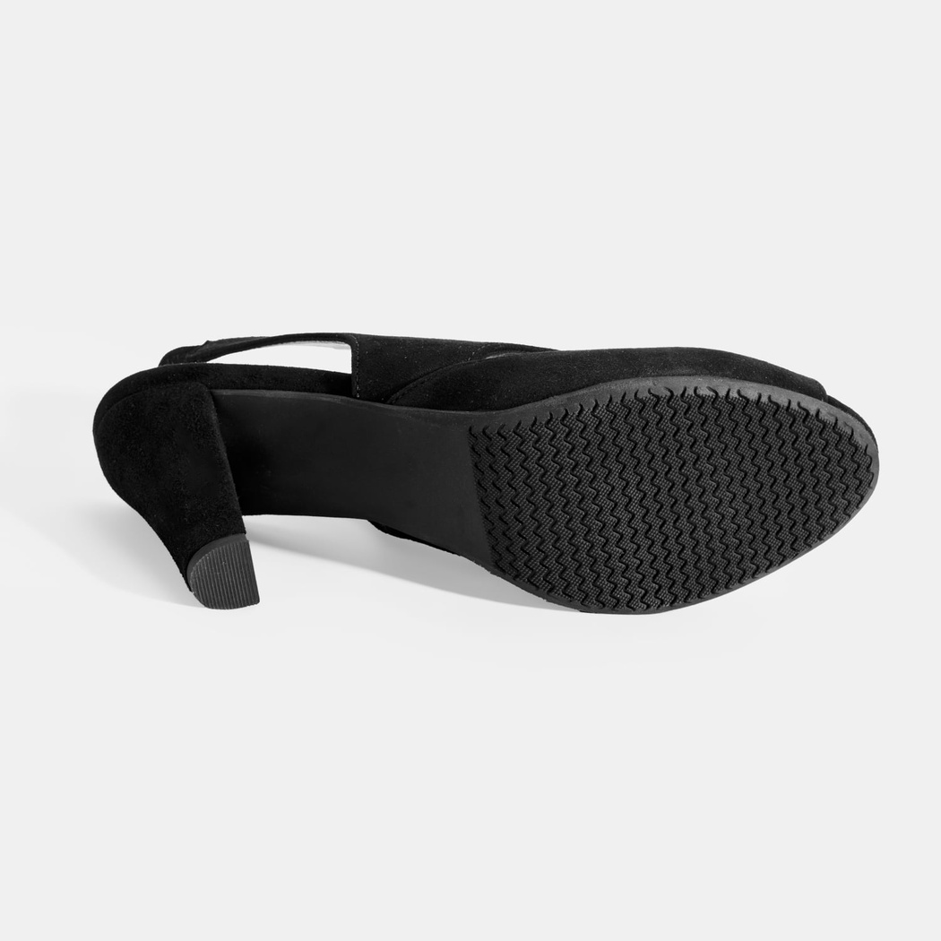 Ursula Siyah Kadın Topuklu DesaComfort Süet Sandalet