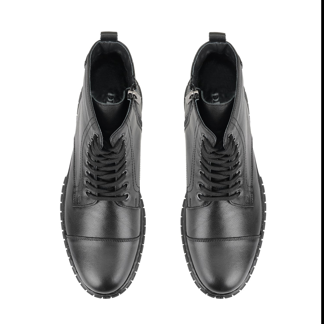 Valentin Siyah Erkek Fermuarlı Deri Bot