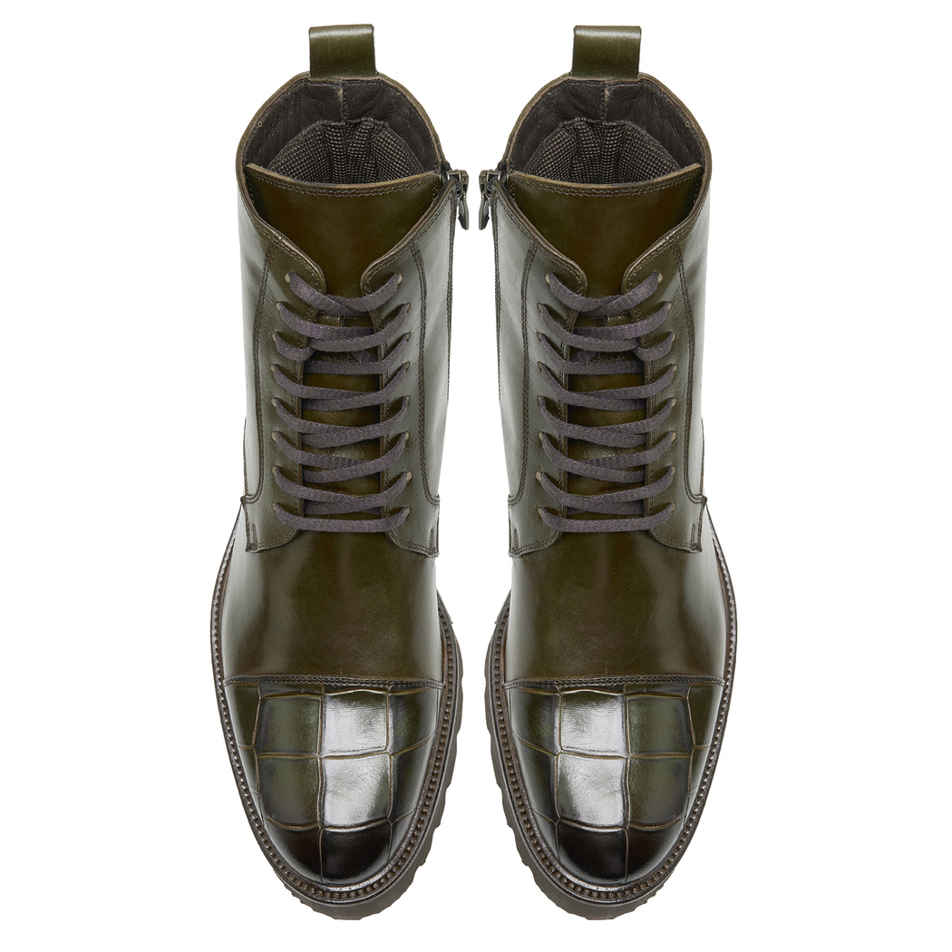 Vena Haki Erkek Kroko Baskılı Deri Bot