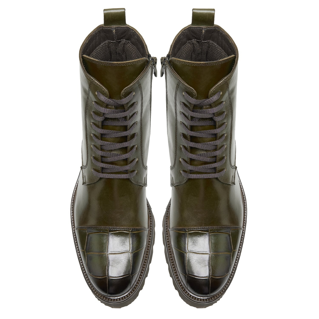 Vena Haki Erkek Kroko Baskılı Deri Bot