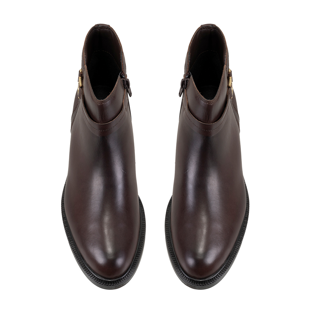 Vesla Metal Aksesuarlı Kahve Kadın Deri Bot