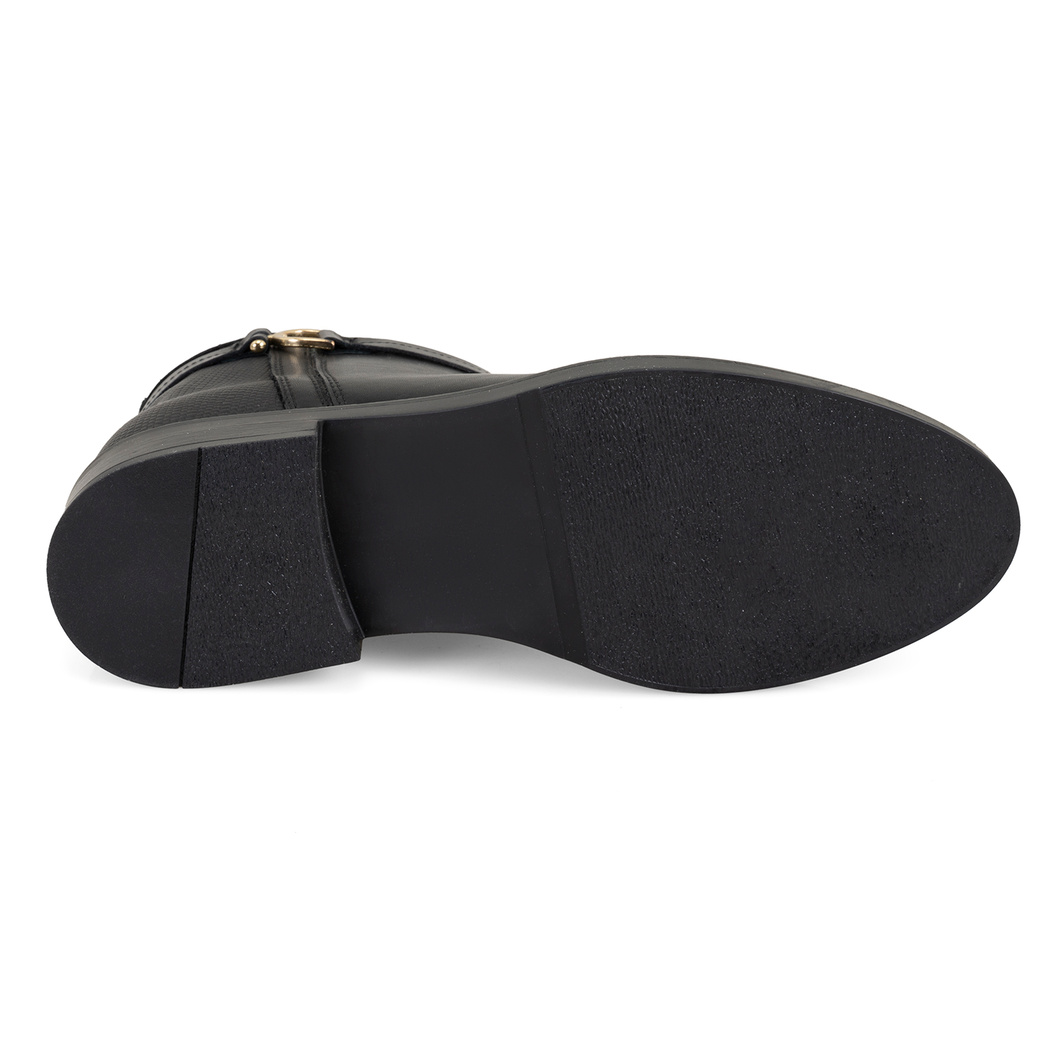 Vesla Metal Aksesuarlı Siyah Kadın Deri Bot