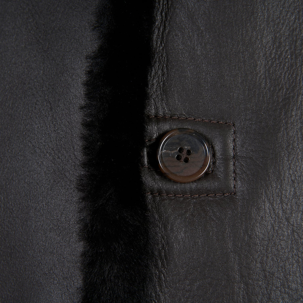 Viony Koyu Kahve Erkek Kürk Ceket