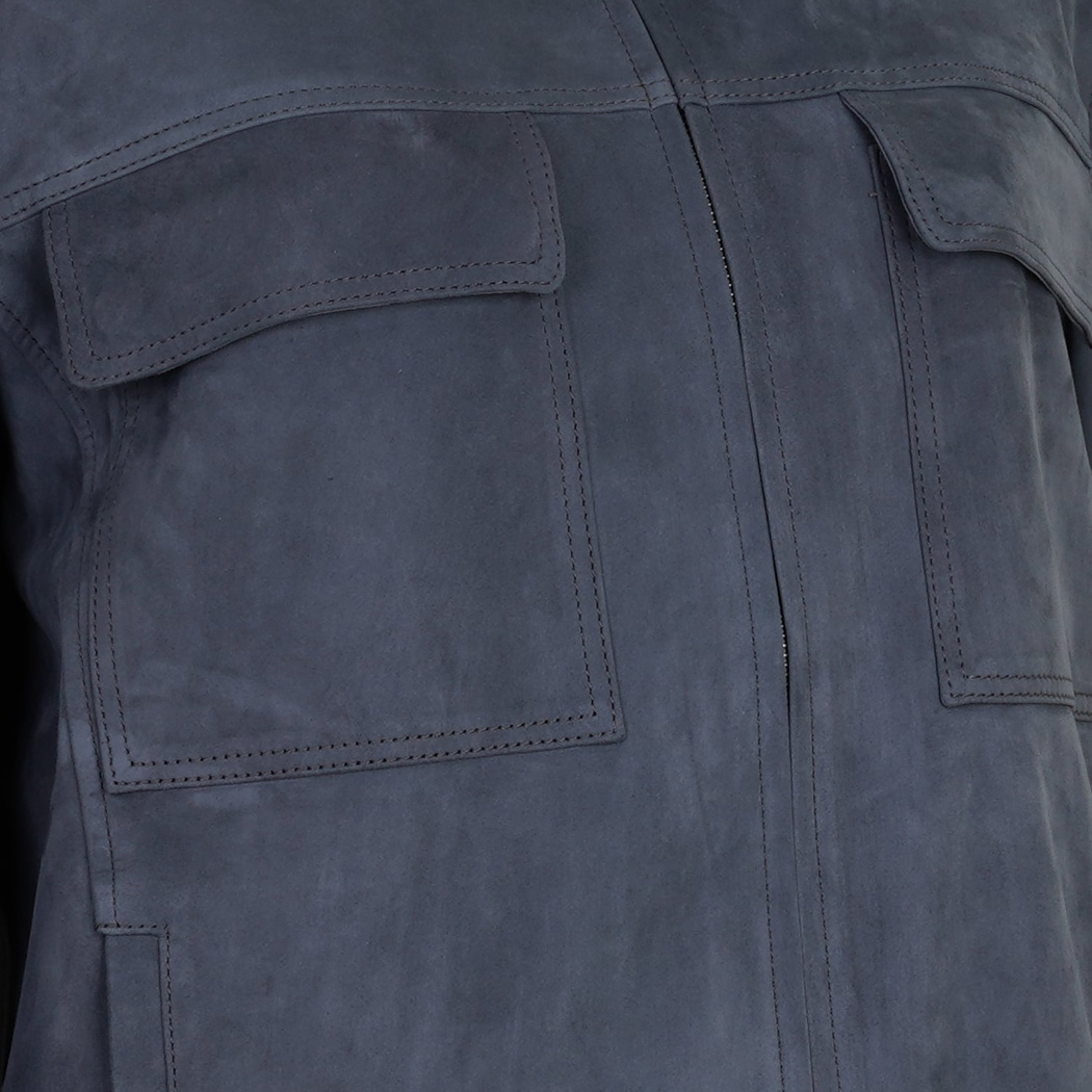 Vitale Gri Erkek Süet Deri Bomber Ceket