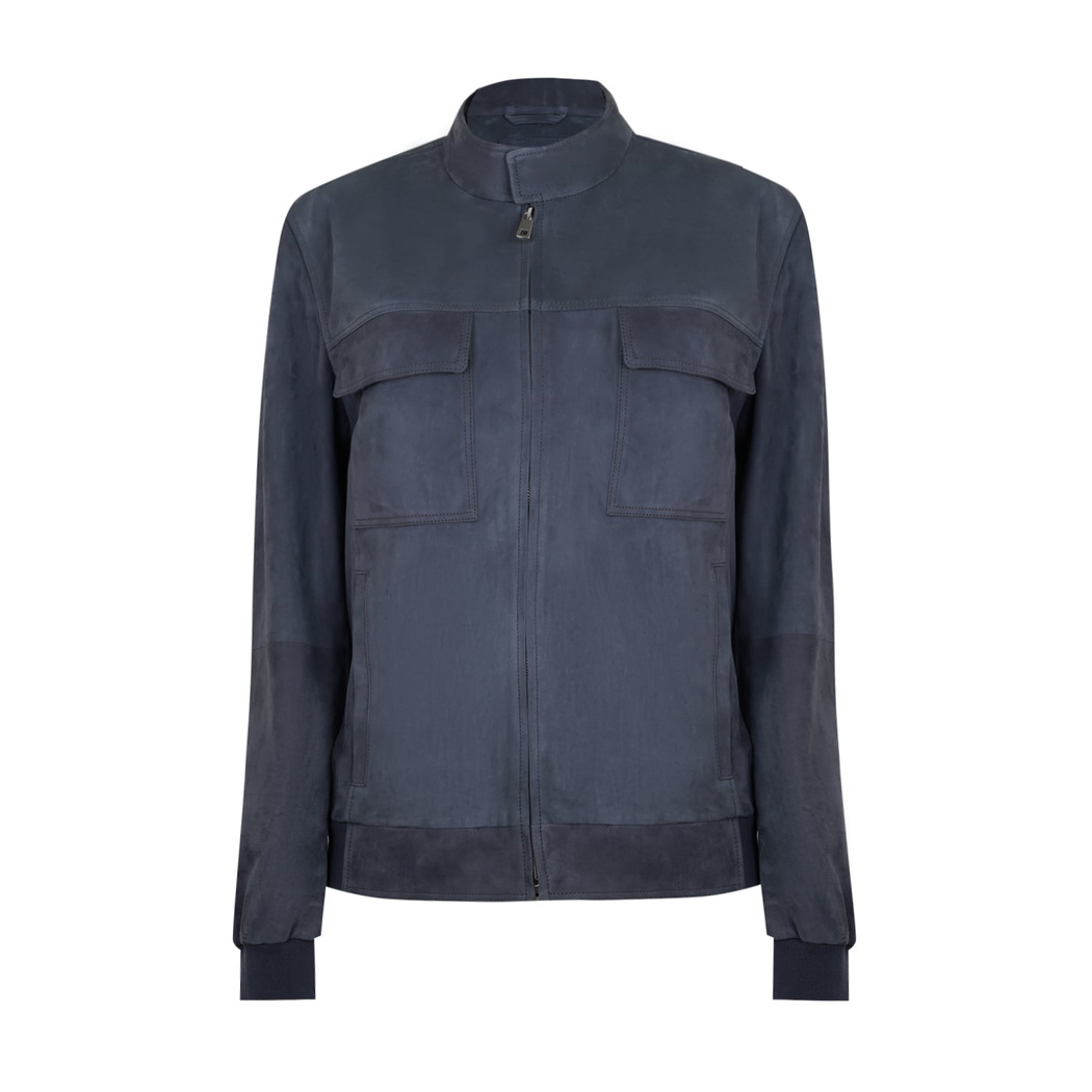 Vitale Gri Erkek Süet Deri Bomber Ceket