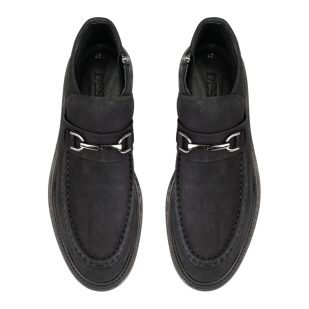 Wallace Siyah Erkek Fermuarlı Süet Deri Bot