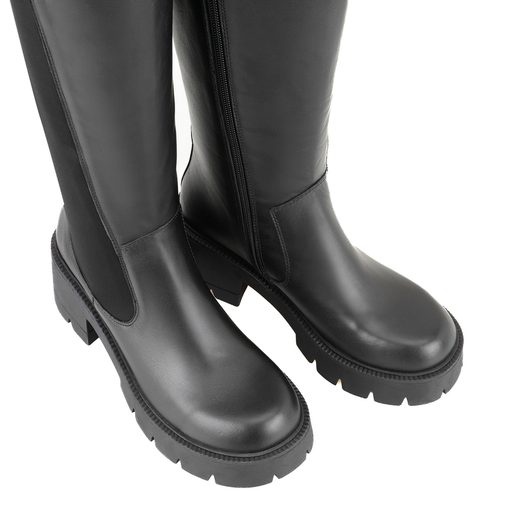 Wilma Siyah Kadın Fermuarlı Deri Çizme