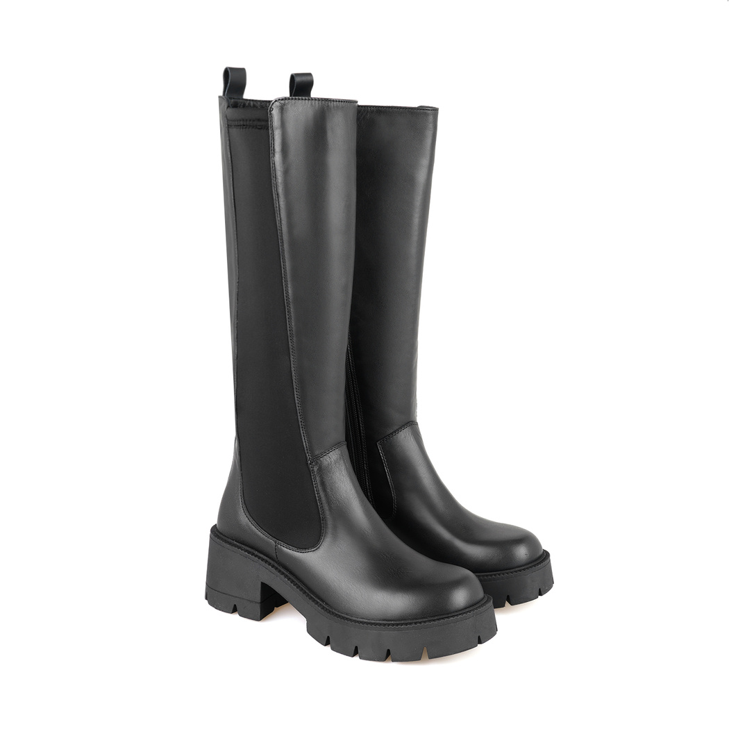 Wilma Siyah Kadın Fermuarlı Deri Çizme