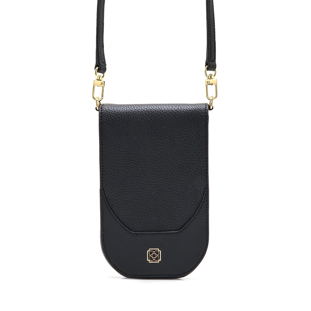 Woundy Siyah Kadın Deri Telefon Çantası 