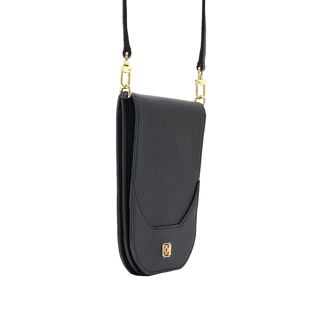 Woundy Siyah Kadın Deri Telefon Çantası 
