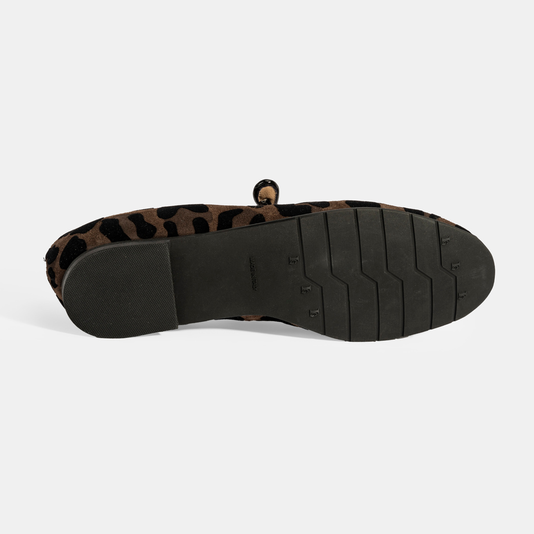 XXX Luca Grossi Kadın Kahve Leopar Mary Jane Süet Babet