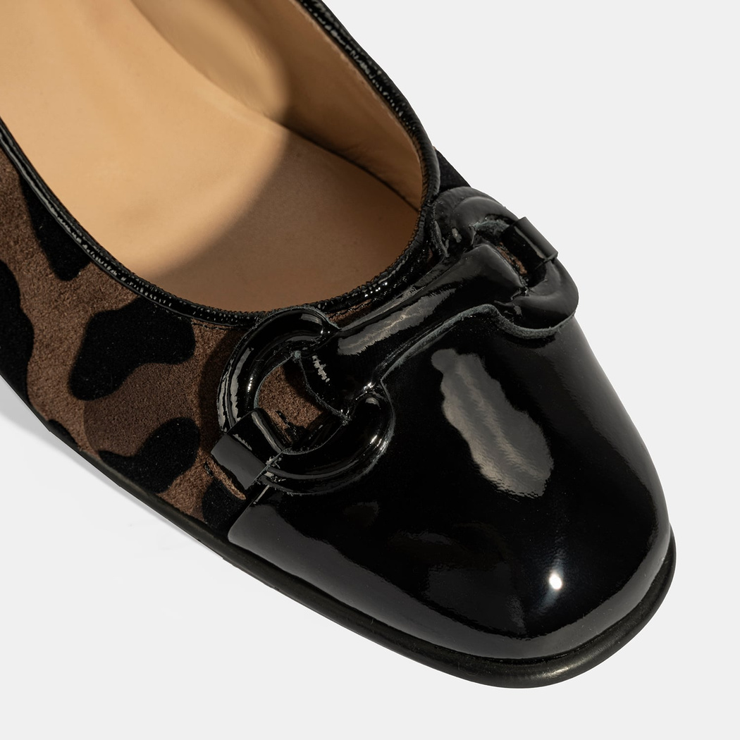 XXX Luca Grossi Kadın Kahve Leopar Toka Detaylı Süet Babet