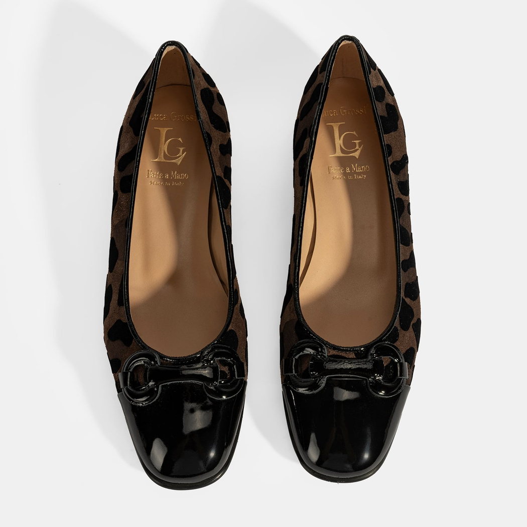 XXX Luca Grossi Kadın Kahve Leopar Toka Detaylı Süet Babet