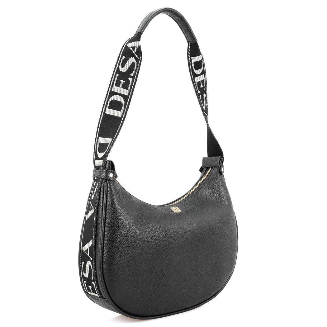 xxx Petunie Siyah Kadın Desa Logo Askılı Deri Omuz Çantası