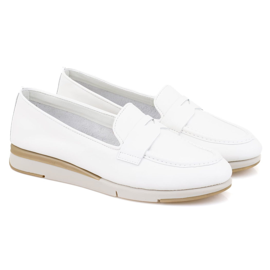 XXXAbril Beyaz Kadın DesaComfort Deri Loafer