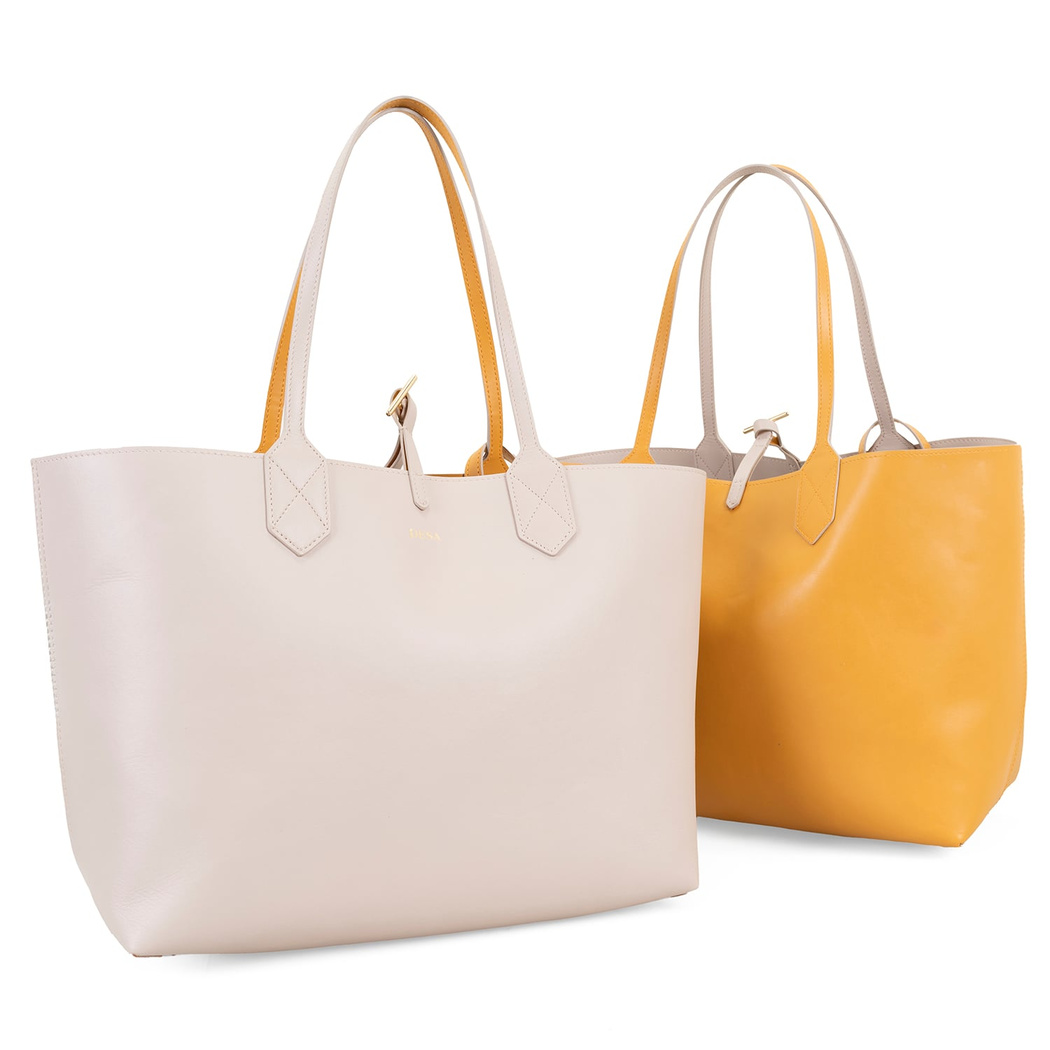 XXXEmely Bej Kadın Çift Taraflı Deri Omuz Çantası