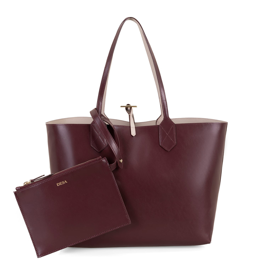 XXXEmely Bordo Kadın Çift Taraflı Deri Omuz Çantası