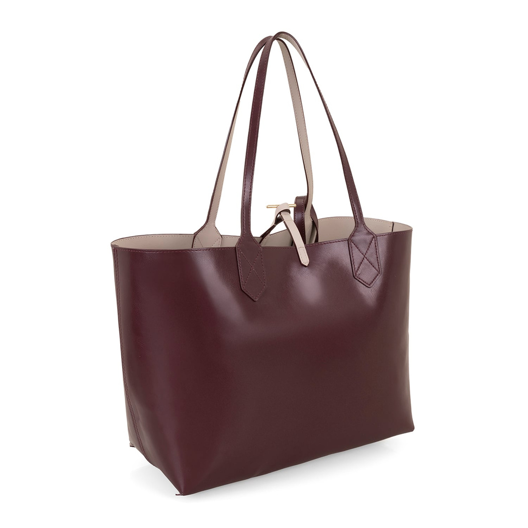 XXXEmely Bordo Kadın Çift Taraflı Deri Omuz Çantası