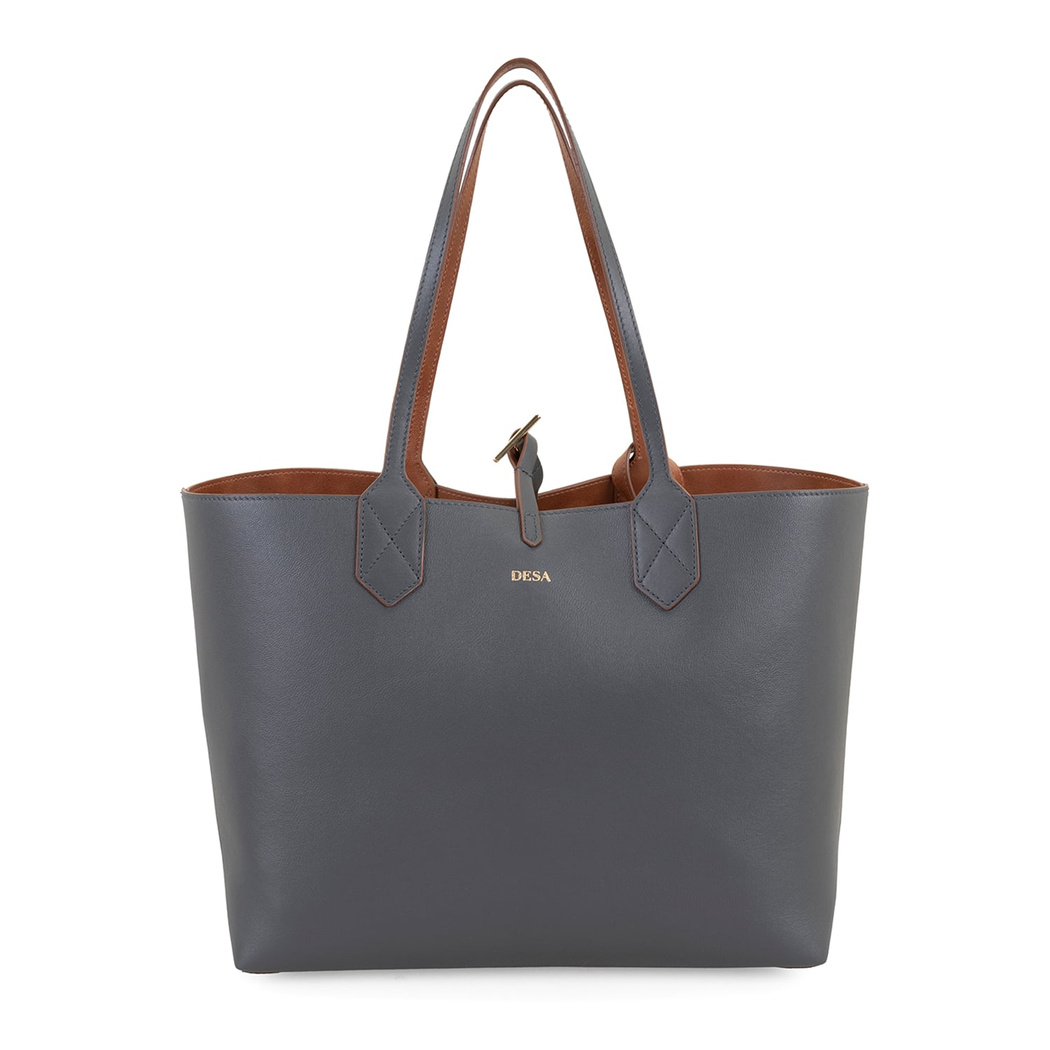 XXXEmely Gri Kadın Çift Taraflı Deri Omuz Çantası