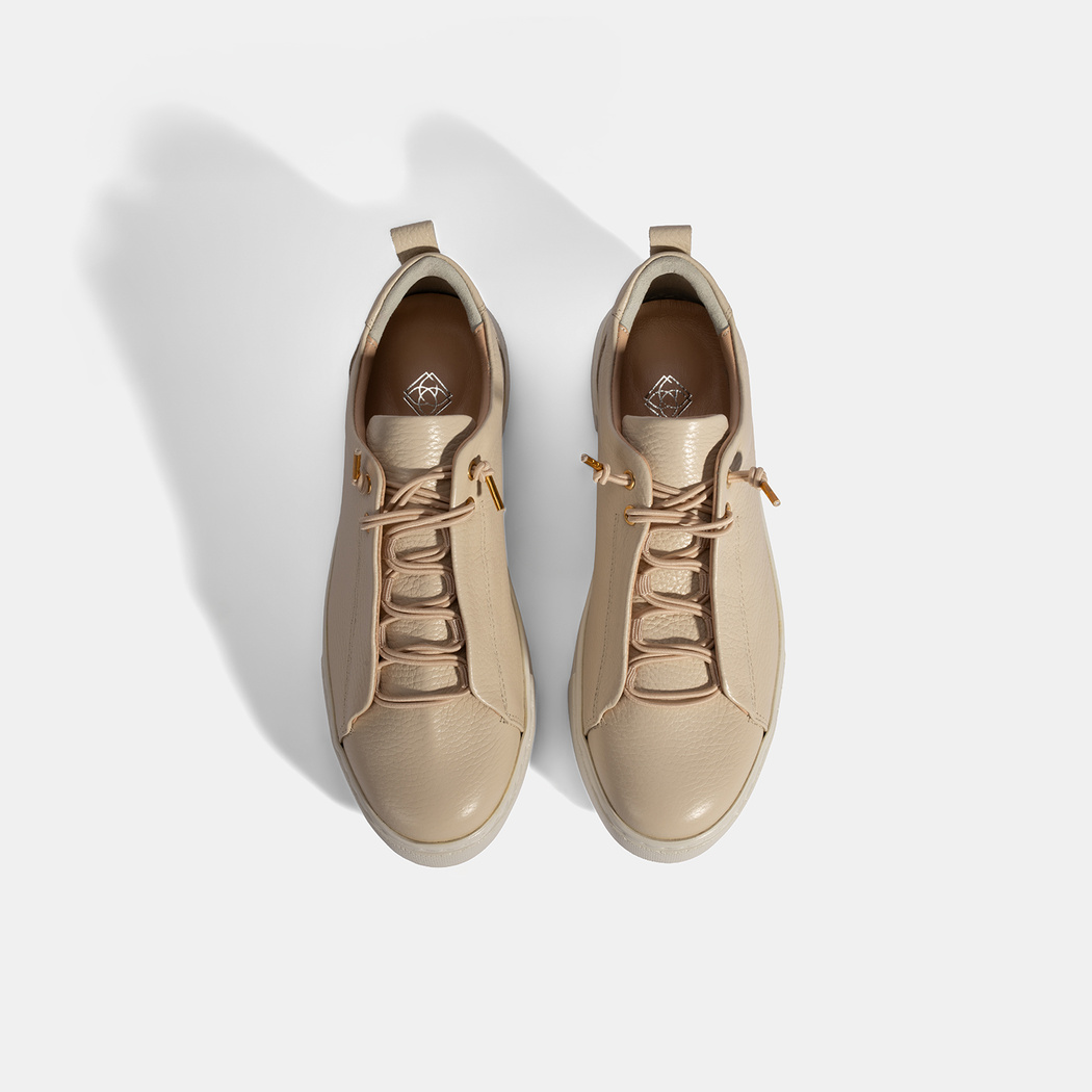 xxxKadın Bej Bağcıklı Deri Günlük Ayakkabı